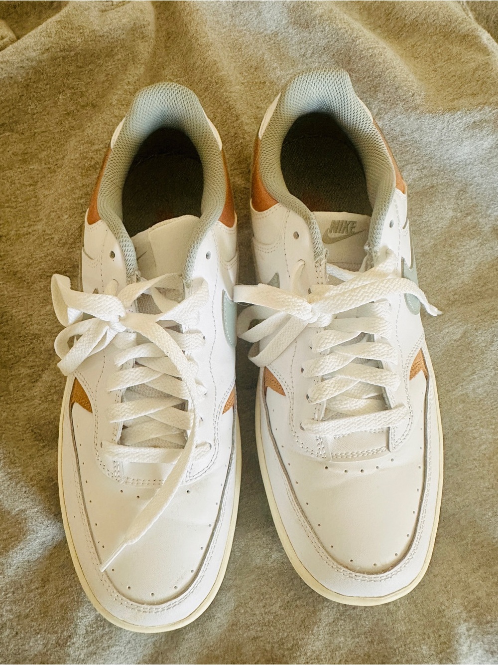 Nike Women’s White Sneakers with Tan Accents